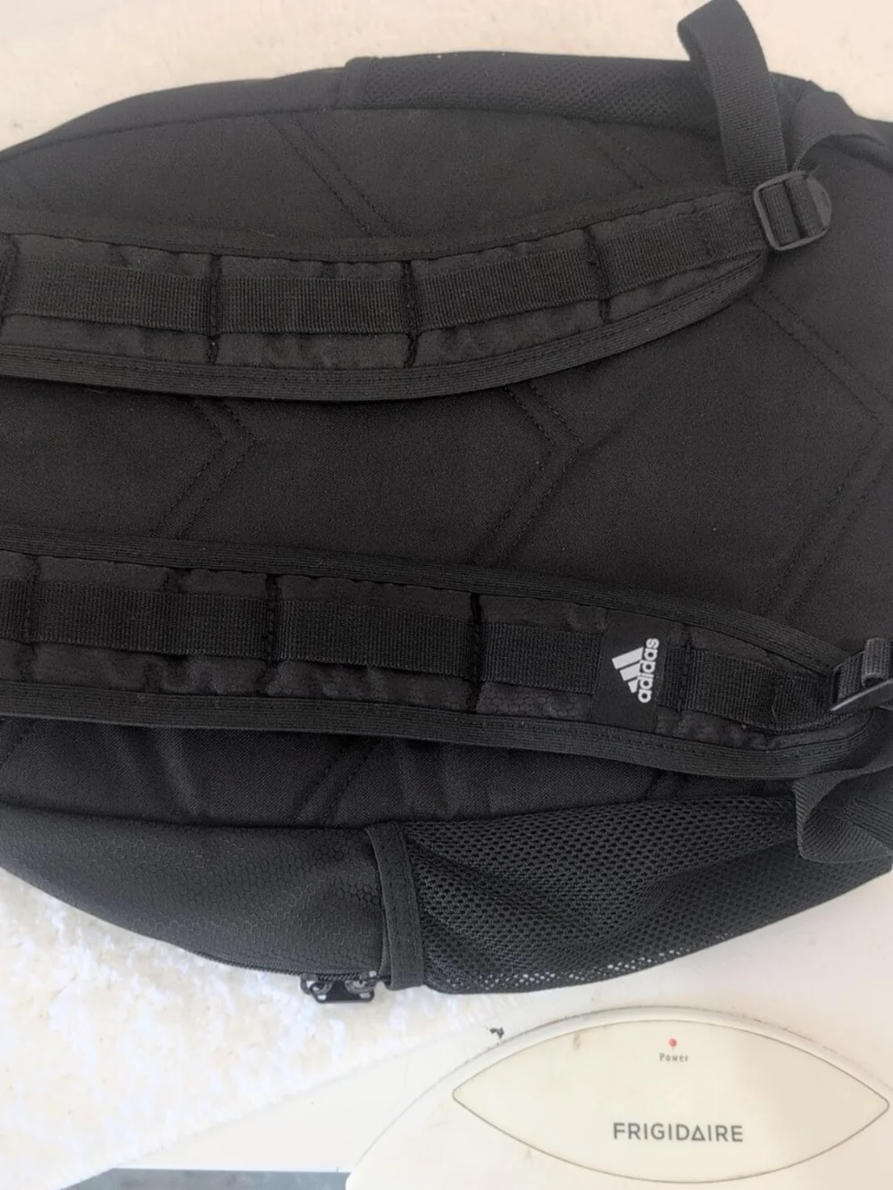 adidas Black Backpack with White Logo and Stripe Accents